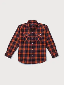 Gini and Jony Boys Orange Classic Tartan Checked Casual Shirt