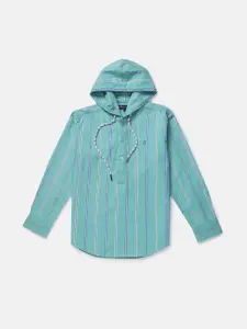 Gini and Jony Boys Green Classic Striped Casual Shirt