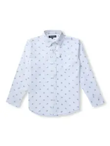 Gini and Jony Boys White Classic Floral Printed Casual Shirt