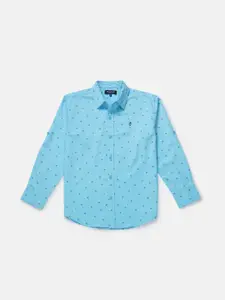 Gini and Jony Boys Blue Classic Printed Casual Shirt