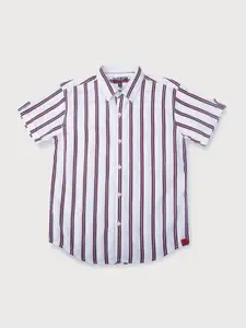 Gini and Jony Boys White Classic Striped Casual Shirt