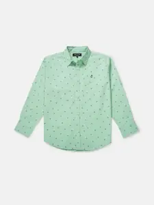 Gini and Jony Boys Green Classic Printed Casual Shirt