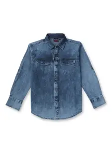 Gini and Jony Boys Blue Classic Faded Casual Shirt