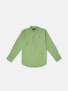 Gini and Jony Boys Green Classic Striped Casual Shirt