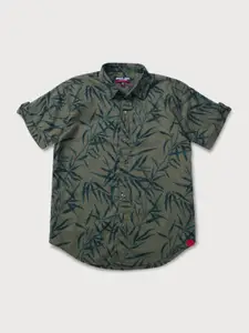 Gini and Jony Boys Olive Green Classic Printed Casual Shirt