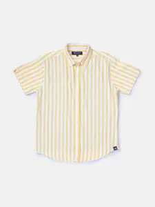 Gini and Jony Boys Yellow Classic Striped Casual Shirt