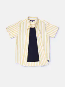 Gini and Jony Boys Yellow Classic Striped Casual Shirt