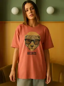 Lounge Dreams Women Printed Pure Cotton Oversized Lounge T-shirt