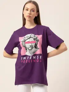 Lounge Dreams Women Printed Pure Cotton Oversized Lounge T-shirt