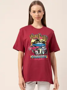 Lounge Dreams Printed Pure Cotton Oversized Lounge Tshirt