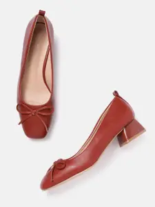 Allen Solly Women Rust Brown Solid Pumps with Bows