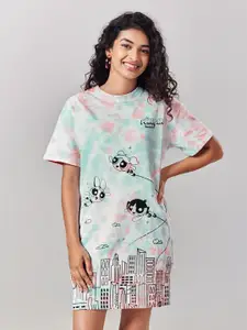 The Souled Store Multicoloured Powerpuff Girls Oversized T-shirt Dress