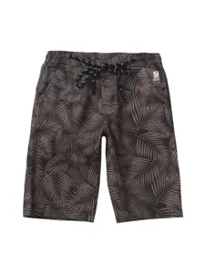 Gini and Jony Boys Olive Green Floral Printed Regular Shorts
