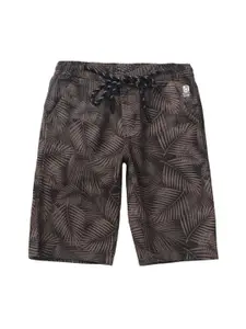 Gini and Jony Boys Olive Green Floral Printed Regular Shorts