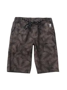 Gini and Jony Boys Olive Green Floral Printed Regular Shorts