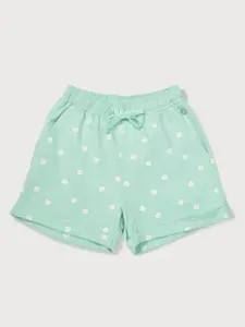 Gini and Jony Girls Green Floral Printed Elasticated Shorts