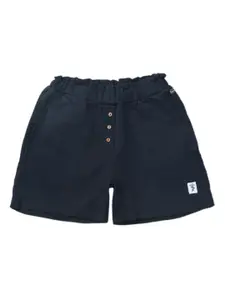 Gini and Jony Girls Blue Solid Elasticated Regular Shorts