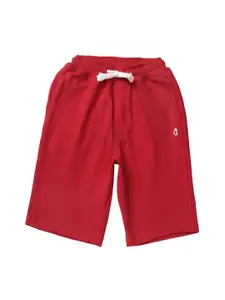 Gini and Jony Boys Red Solid Cotton Shorts