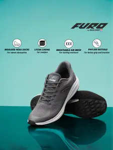 FURO by Red Chief Men Grey Mesh Lace Up Regular Running Sports Shoes