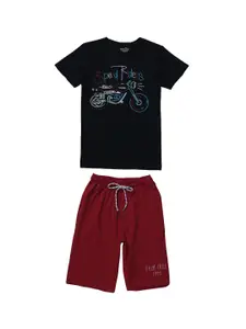 Palm Tree Boys Maroon Solid Shorts