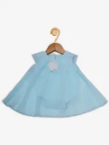 Creative Kids Girls Turquoise Blue Self Design A-Line Dress