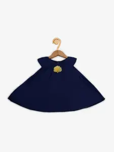 Creative Kids Girls Navy Blue Solid A-Line Dress
