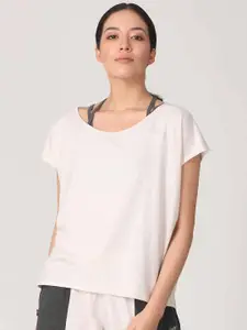 Proyog Women Off White Extended Sleeves Organic Cotton Styled Back Top