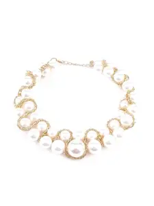 ODETTE White & Gold-Toned Pearl Beaded Necklace
