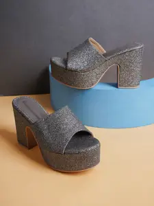 SAPATOS Grey Embellished Platform Heels
