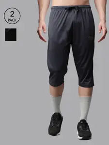 VIMAL JONNEY Men Black & Grey Set Of 2 Training or Gym Sports Shorts