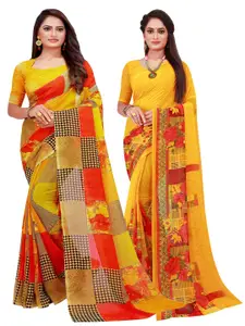 Florence Yellow Printed Pure Georgette Saree
