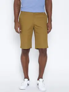 Hubberholme Men Olive Brown Solid Slim Fit Chino Shorts