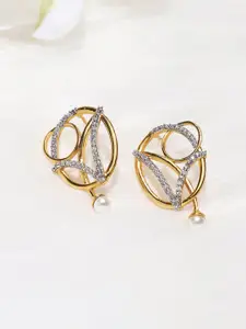 Voylla  Women Gold-Toned American Diamond CZ Drop Earrings