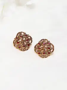 Voylla  Women Gold-Toned Geometric Studs Earrings