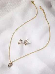 Voylla Gold-Plated American Diamond CZ Pendant Set
