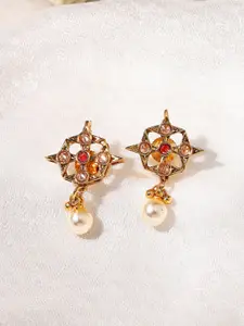 Voylla Women  Gold-Toned American Diamond CZ Drop Earrings