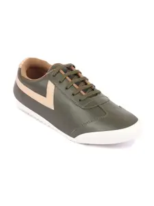 FAUSTO Men Olive Green PU Brogues