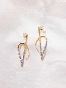 Voylla Women  Gold-Plated American Diamond CZ Drop Earrings