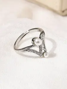 Voylla Gold-Plated American Diamond CZ Beaded Ring