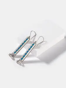 SHAYA Silver-Toned Contemporary Drop Earrings