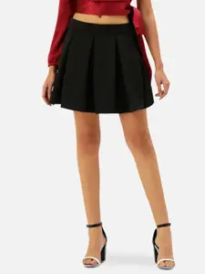 Martini Women Black Pleated Flared Mini Skirt