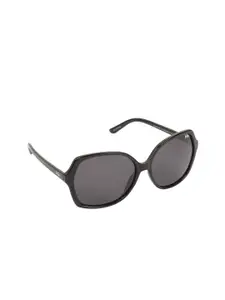 Lee Cooper Women Grey Lens & Black Oversized Sunglasses with Polarised Lens LC9164NTPOL BLK-Black