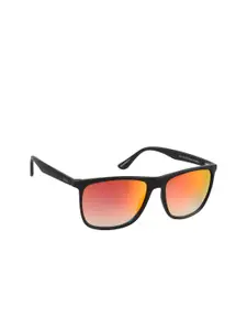 Lee Cooper Men Mirrored Lens & Black Square Sunglasses with UV Protected Lens LC9195TWB C5-Black