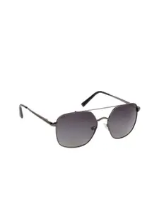 Lee Cooper Men Grey Lens & Gunmetal-Toned Square Sunglasses with Polarised Lens LC9172NTB
