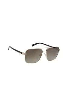Lee Cooper Men Green Lens & Gold-Toned Square Sunglasses with Polarised Lens LC9190TWA C3