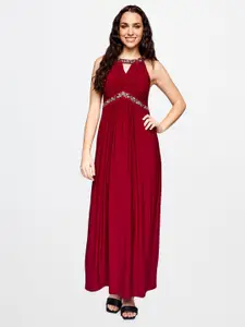 AND Red Keyhole Neck Maxi Dress