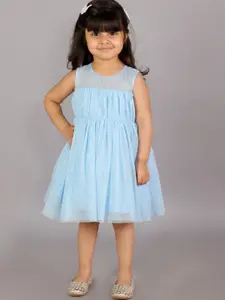 KidsDew Girls Blue Solid Net Dress