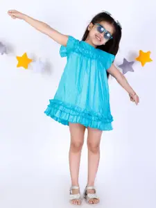 KidsDew Girls Blue Solid Dress