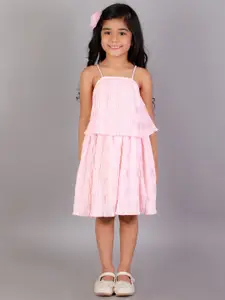 KidsDew Girls Pink Layered Satin A-Line Dress