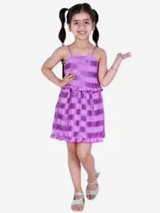 KidsDew Purple Solid Layered Satin Dress